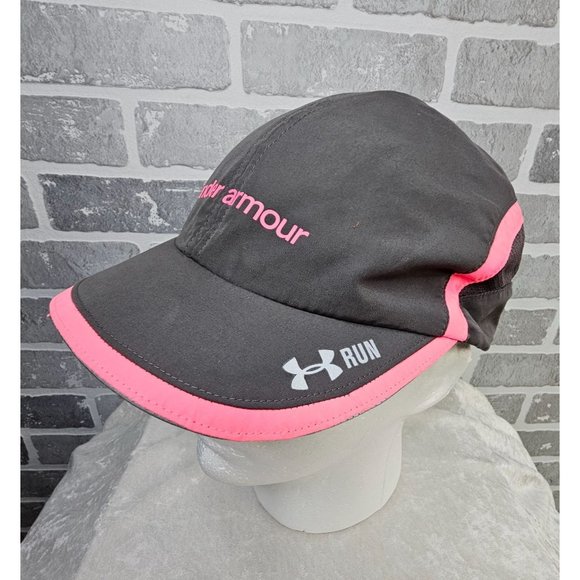 Under Armour Run Hat Women's OSFA Gray Pink Strapback Lightweight Running Casual - Picture 1 of 8